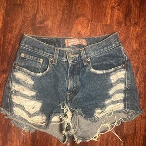 Levi's Blue Distressed Jean Shorts